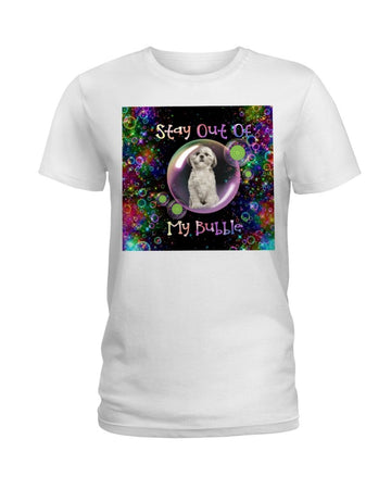 shih tzu stay out of white t-shirt