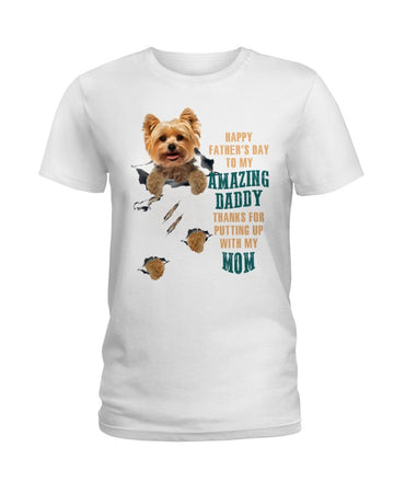 Happy father's day amazing Yorkshire Terrier white t-shirt
