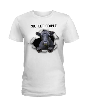 Angus cattle six feet people white t-shirt