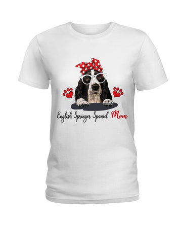 English Springer Spaniel Love Mom white t-shirt