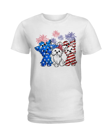 yorkshire terrier freedom color america flag america flag white t-shirt