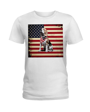 beagle proud america flag white t-shirt