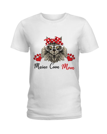 Maine Coon Cat Love Mom white t-shirt
