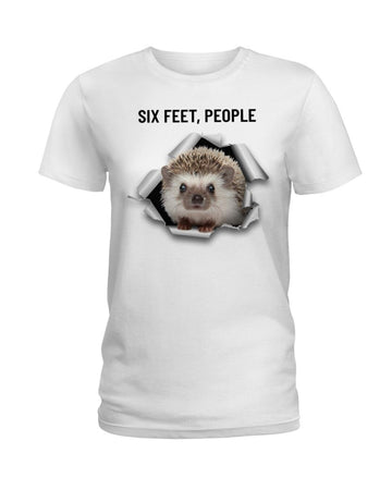 Hedgehog six feet people white t-shirt