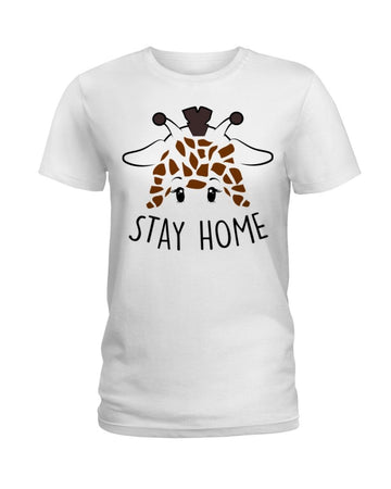 giraffe stay home chibi white t-shirt