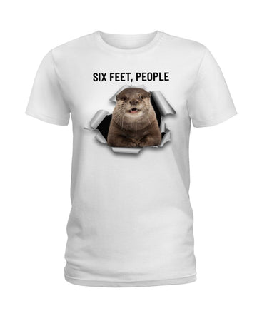 otter six feet people white t-shirt