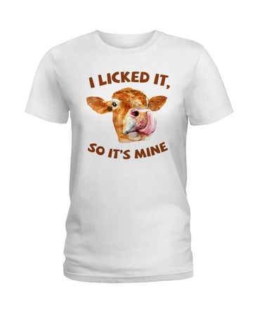 cow lick it so its mine white t-shirt