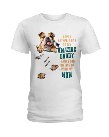 English Bulldog Happy father's day amazing white t-shirt