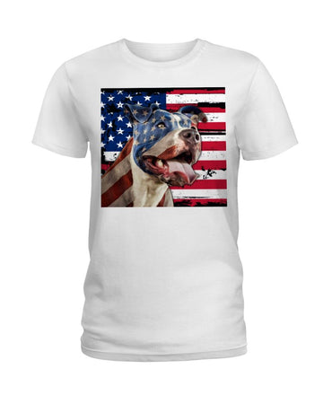 Pitbull America flag Hero Independence Day white t-shirt