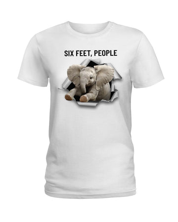 elephant six feet people white t-shirt