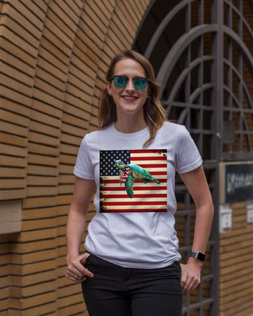 turtle proud america flag white t-shirt