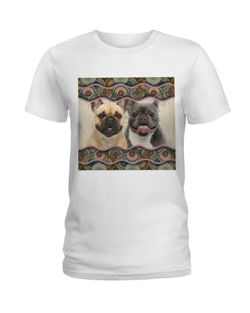 French Bulldog Boho Pattern white t-shirt