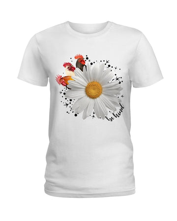 Chicken Be Kind flower white t-shirt