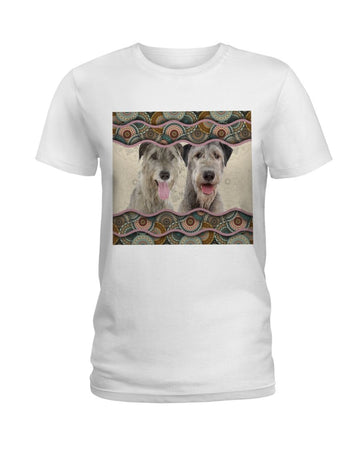 Irish Wolfhound Boho Pattern white t-shirt