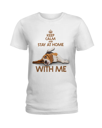 Beagle Stay At Home with me white t-shirt