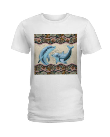 Dolphin Boho Pattern white t-shirt