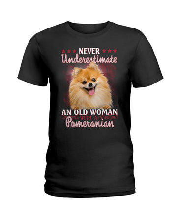 Pomeranian never underestimate old woman Black T-Shirt