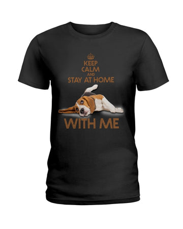 Beagle Stay At Home Black T-Shirt
