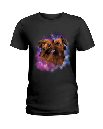 Dachshund galaxy Black T-Shirt