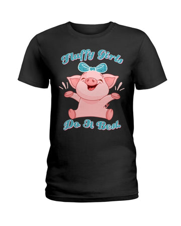 Pig fluffy girls do it best Black T-Shirt