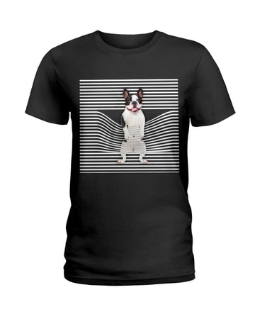 French Bulldog Climb Curtain Black T-Shirt
