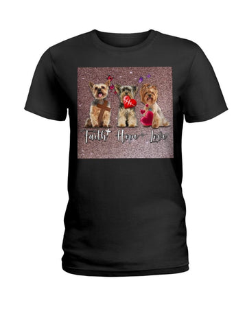 Yorkshire Terrier faith hope love Black T-Shirt