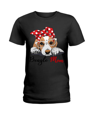 Beagle Love Mom Black T-Shirt