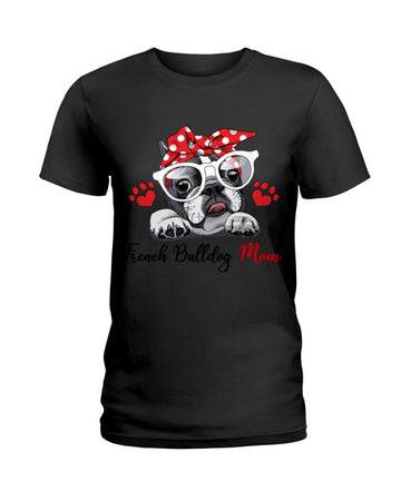 French Bulldog Love Mom Black T-Shirt