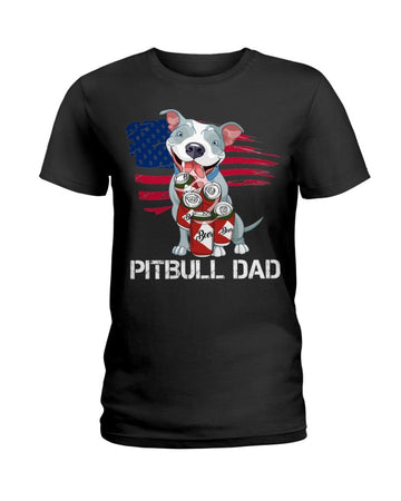 Pitbull dad beer Black T-Shirt
