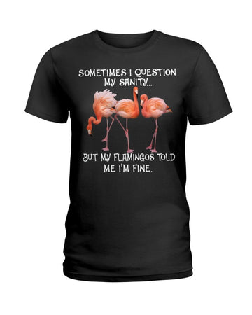 Flamingo Question my sanity Black T-Shirt