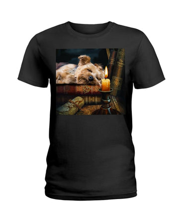 Yorkshire Terrier Vintage Book Black T-Shirt