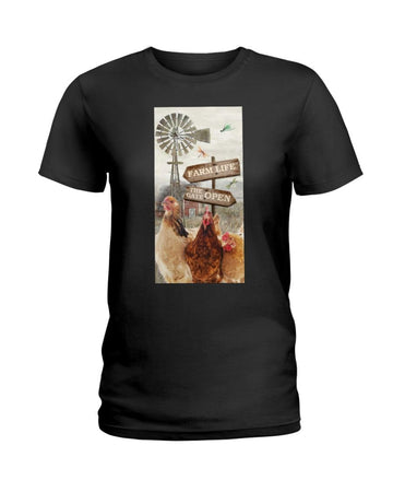 Chicken Farm Life Black T-Shirt