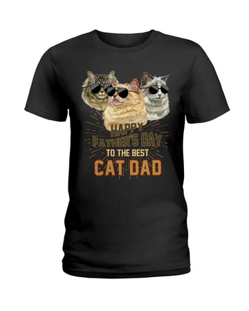 Cat Happy father's day to the best dad Black T-Shirt
