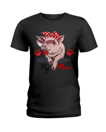 Pig Love Mom Black T-Shirt