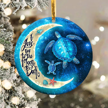Turtle I Love You To The Moon And Back Ceramic Ornament