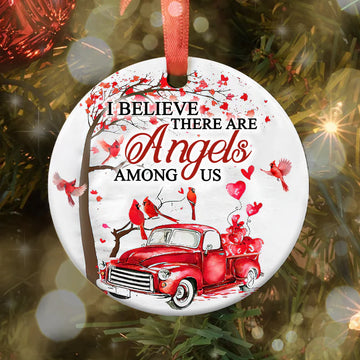 Cardinal i believe there are angels among us Ceramic Ornament