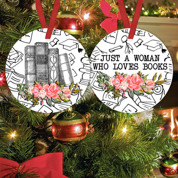 Just a woman who loves books Ceramic Ornament