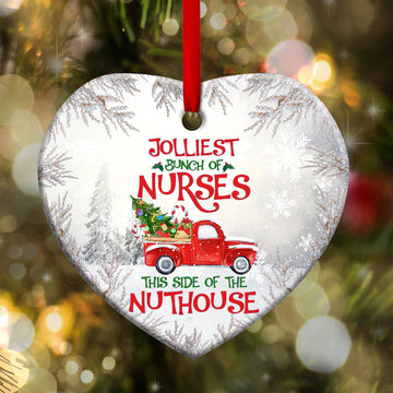 Chrismas Truck jolliest bunch of Nurses Ceramic Ornament