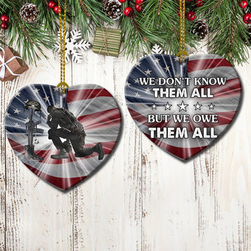 We Owe Them Veterans American Flag Ceramic Ornament