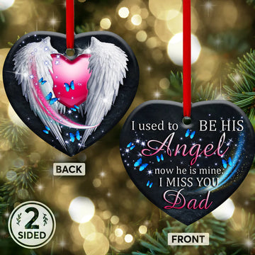 Father Memory i used to be his angel now he's mine Ceramic Ornament