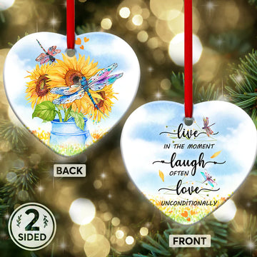 Dragonfly live in the moment Ceramic Ornament