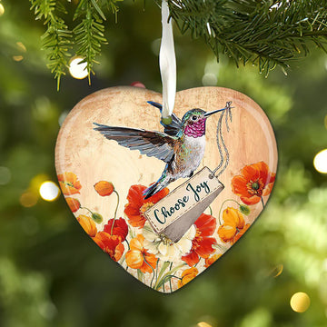 Faith Hummingbird Choose Joy Ceramic Ornament