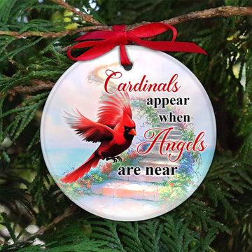 Cardinals Appear When Angels are Near Memorial Gift Ceramic Ornament