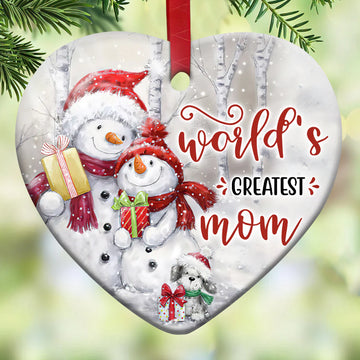 Snowman world's greatest mom Ceramic Ornament