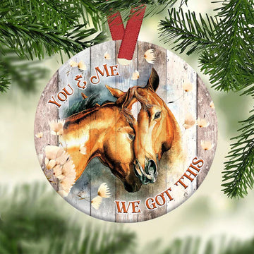Horse Couple Wood Style You and Me We got this Ceramic Ornament