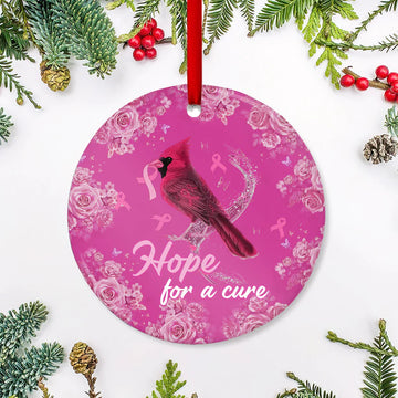 Cardinal Breast Cancer Hopr For Cure Ceramic Ornament