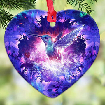 Hummingbird Purple Magical Ceramic Ornament