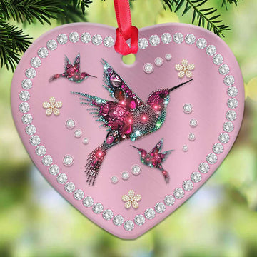 Hummingbird Pink Jewelry Style Ceramic Ornament