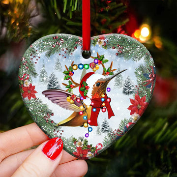 Hummingbird Chriitmas Light Ceramic Ornament