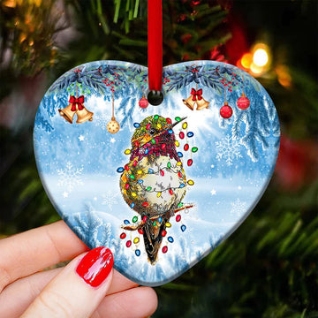 Hummingbird Christmas Light Ceramic Ornament